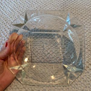 Vintage glass carved ashtray, letter C